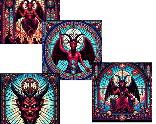 Devil stained glass