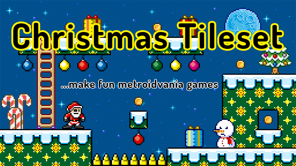 Christmas Tileset - Develop metroidvania games