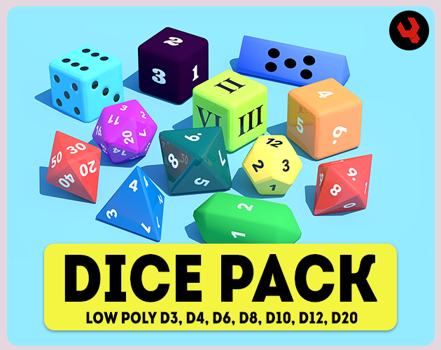 Low Poly Dice Asset Pack Devils by