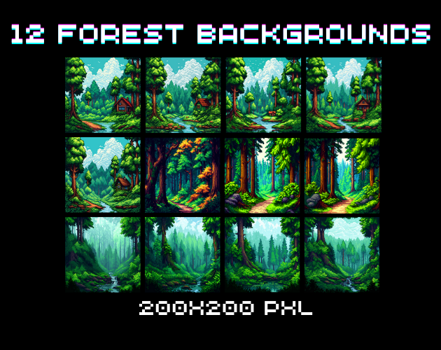 12x Pixel Art Forest Backgrounds by PIXEL_1992