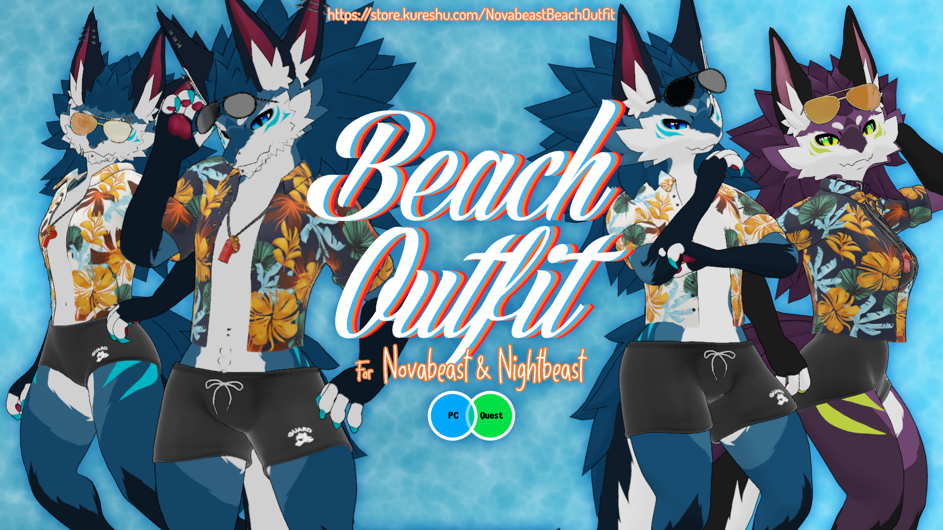 Beach Outfit for Novabeast & Nightbeast (VRChat PC and Quest Compatible)