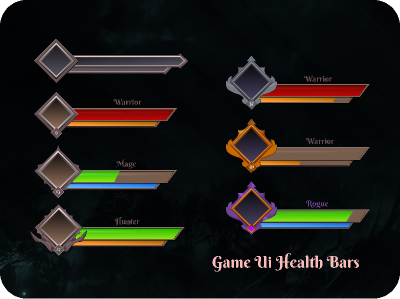 Game UI health, stamina and mana bars by TheRustyArt