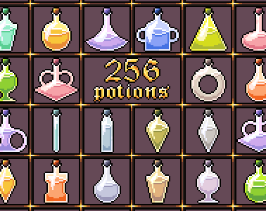 256 32x32px potion sprites by Jenislav
