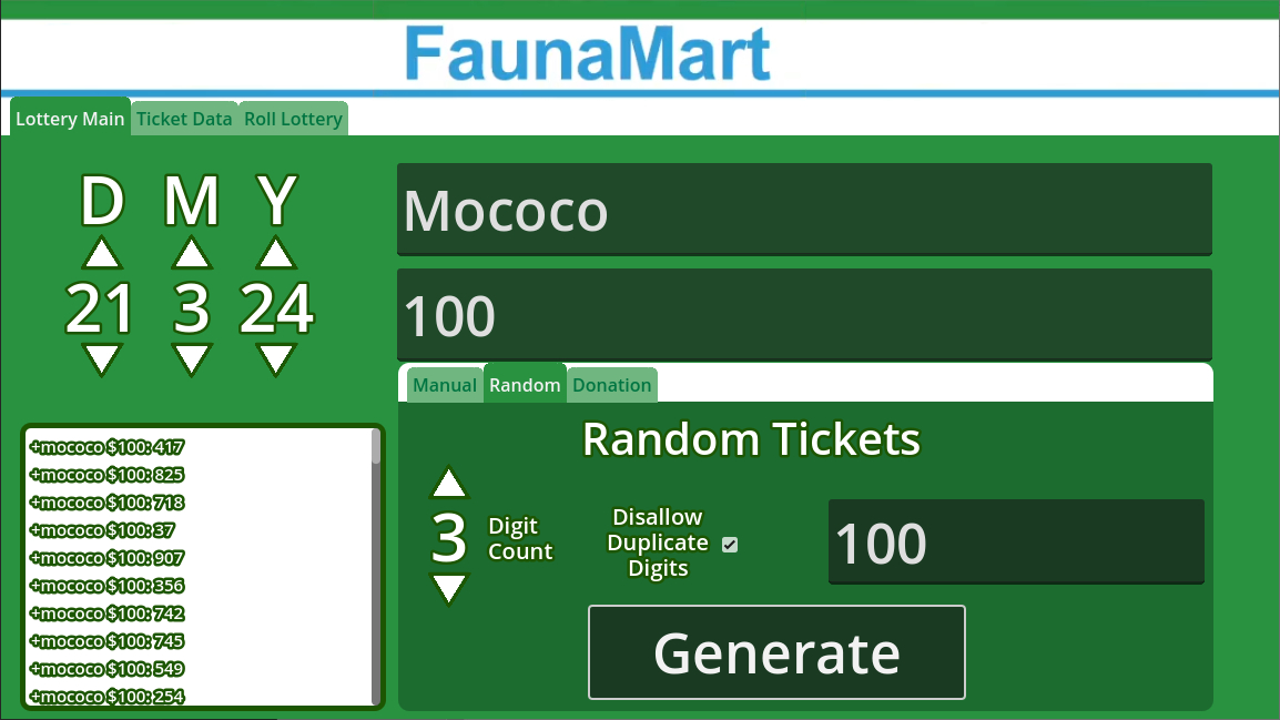 Faunamart Lottery