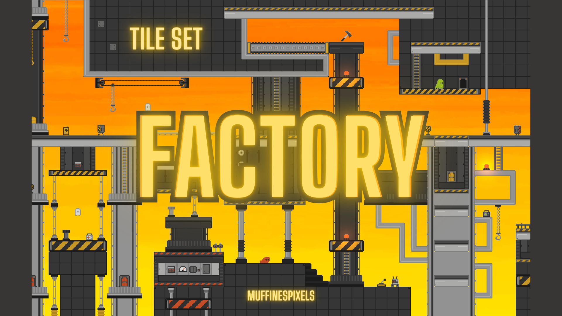 Factory Platformer Tile Set - Pixel Art by muffinespixels