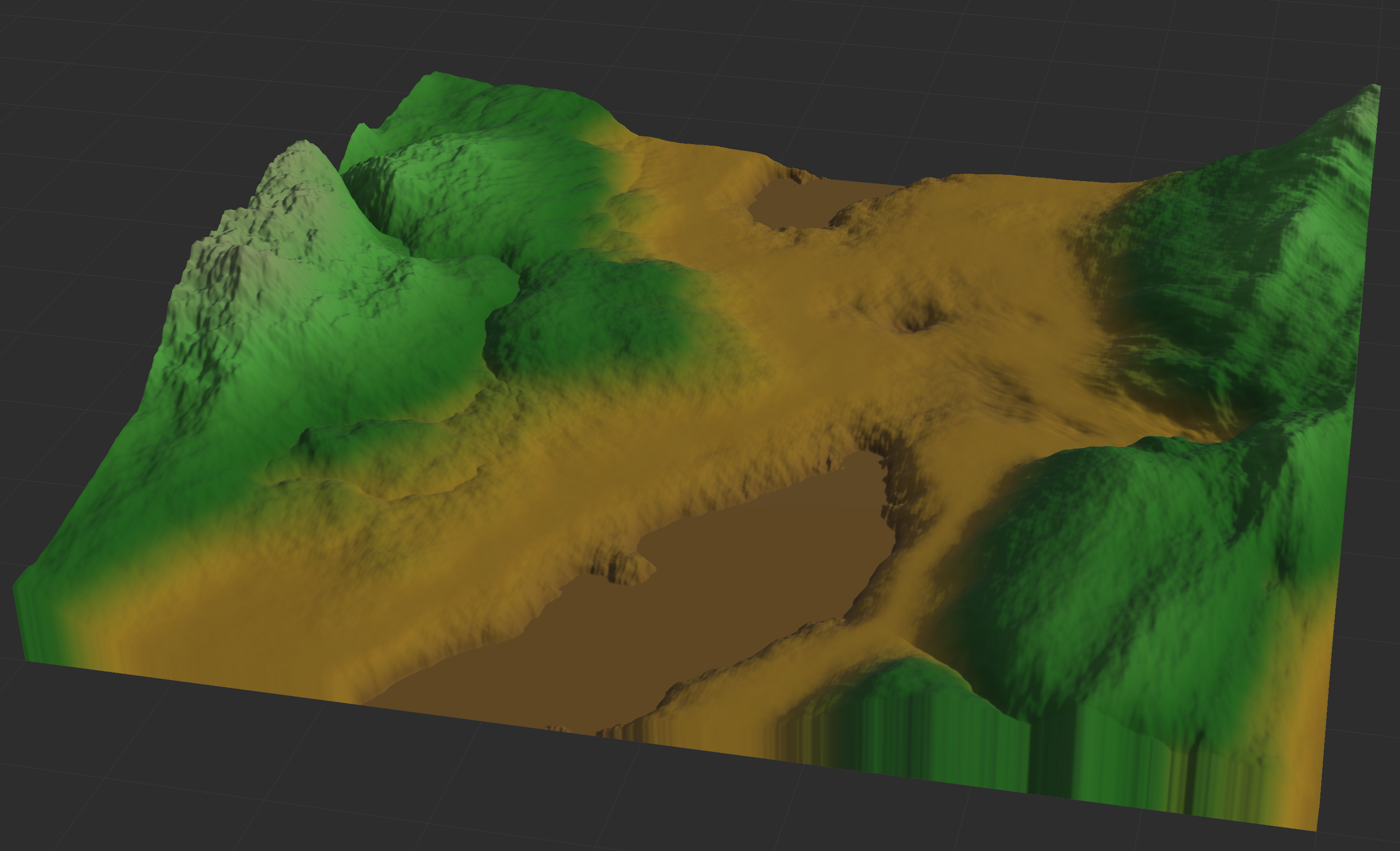 View of a heightmap that has been exported from my engine and loaded into World Machine