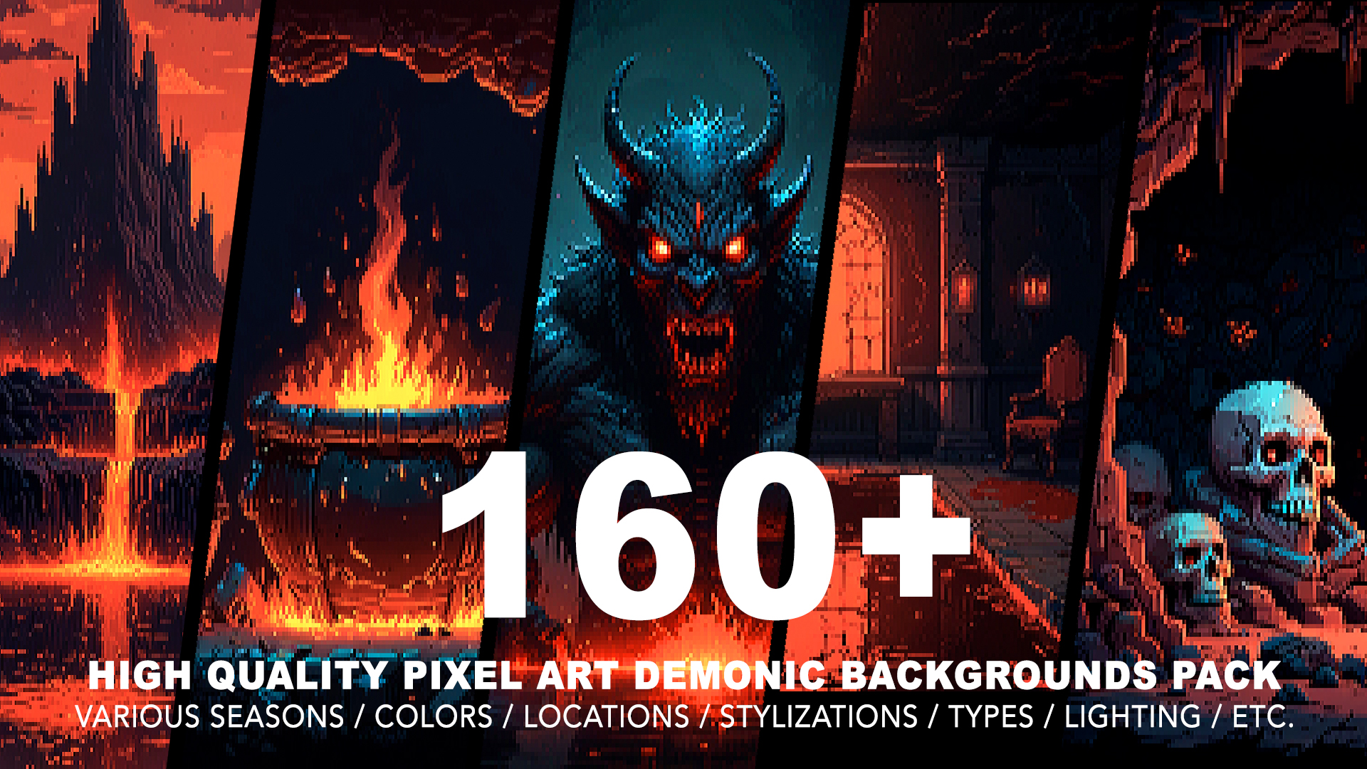 160+ HELL DEMONIC PIXEL ART BACKGROUNDS