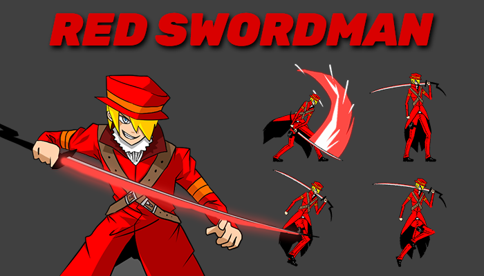 Red Swordman 2D Sprite