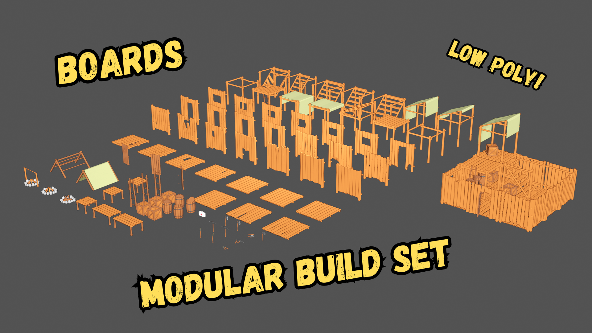 Boards - Modular Build Set (Low Poly)