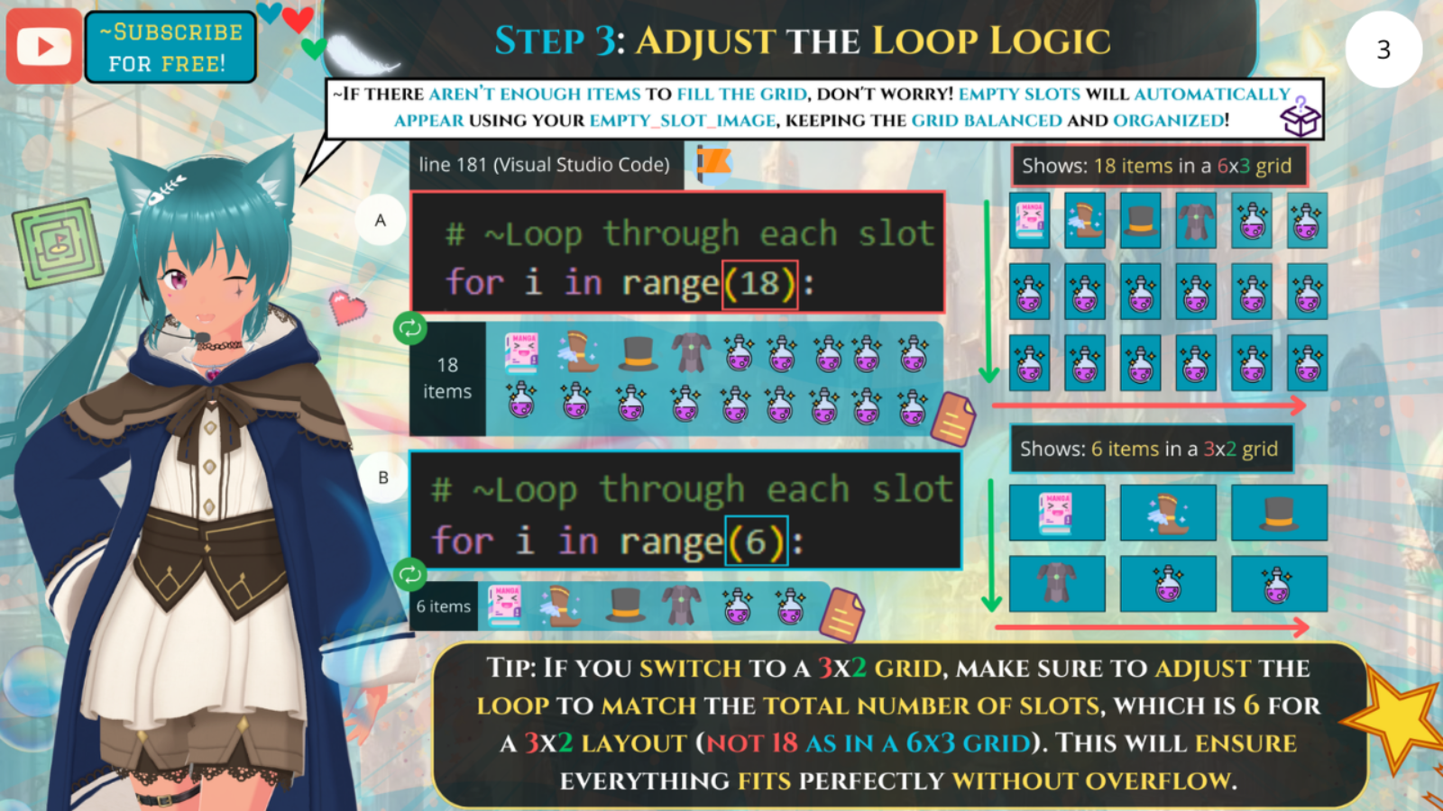 Step 3 - Adjust The Loop Logic - Customizing Your Multi-Page Inventory Grid in Python And Ren'Py