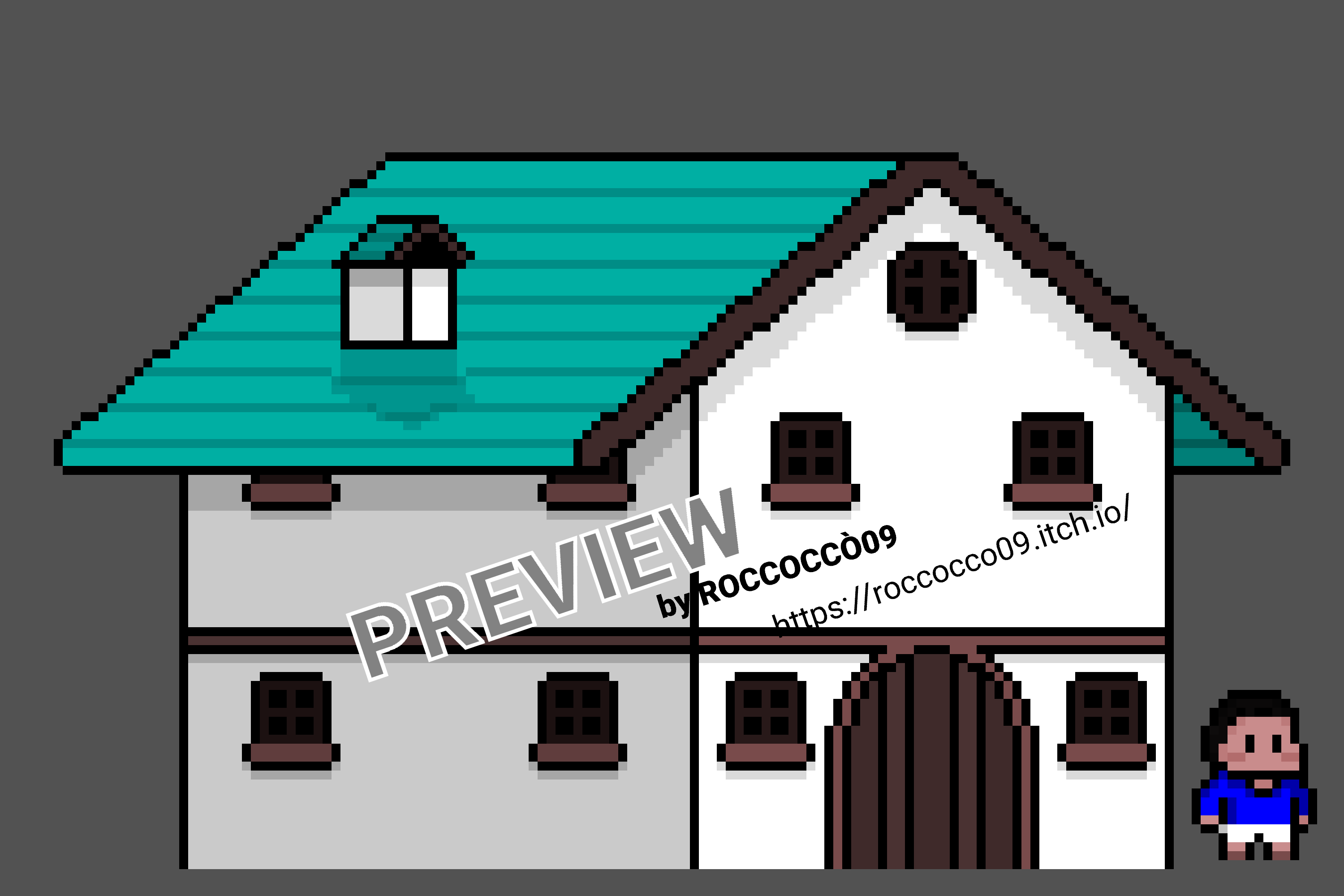 Medieval House PixelArt With Internal Room by ROCCOCCO09