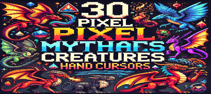 30 Pixel Mythical Creatures Hand Cursors