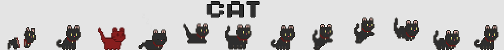 Cat Pixel Animations - Black