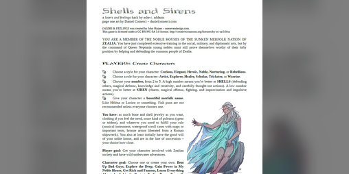 Cover image for Shells & Sirens - a Lasers and Feelings Hack