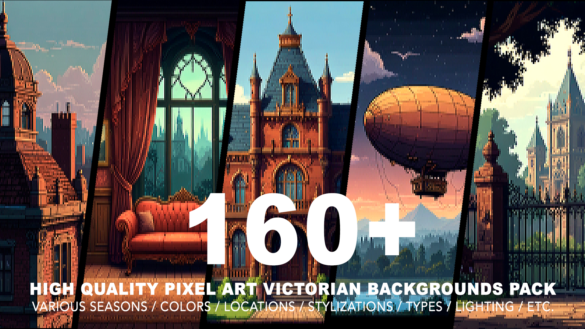 160+ VICTORIAN PIXEL ART BACKGROUNDS