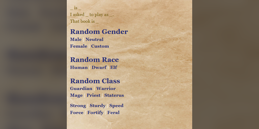 Cover image for Character Selection