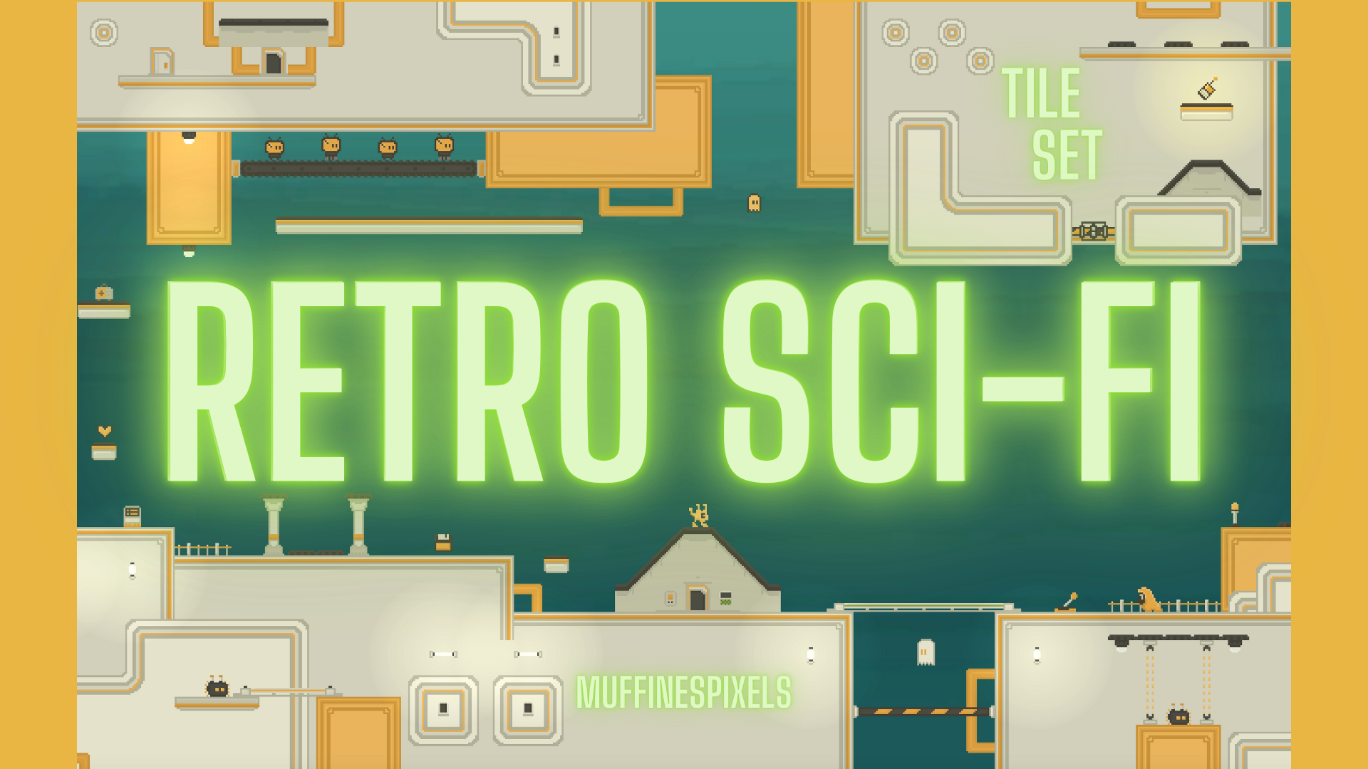 Retro Sci-Fi Platformer Tile Set - Pixel Art