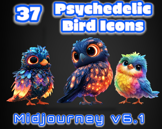 37 Psychedelic Bird Icons | MJv6.1