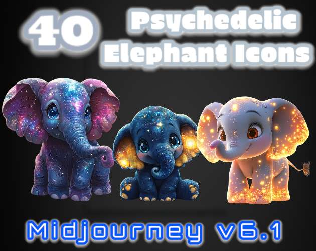 40 Psychedelic Elephant Icons | MJv6.1