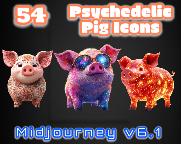 38 Psychedelic Pig Icons | MJv6.1