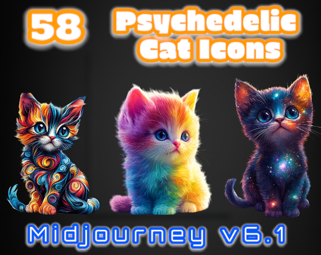 58 Psychedelic Cat Icons | MJv6.1