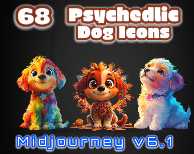 68 Psychedelic Dog Icons | MJv6.1