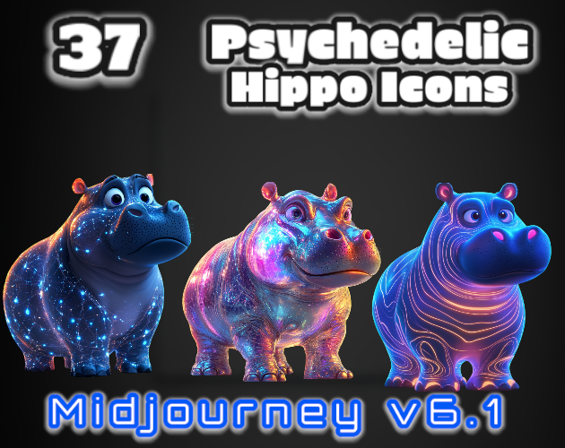 37 Psychedelic Hippo Icons | MJv6.1