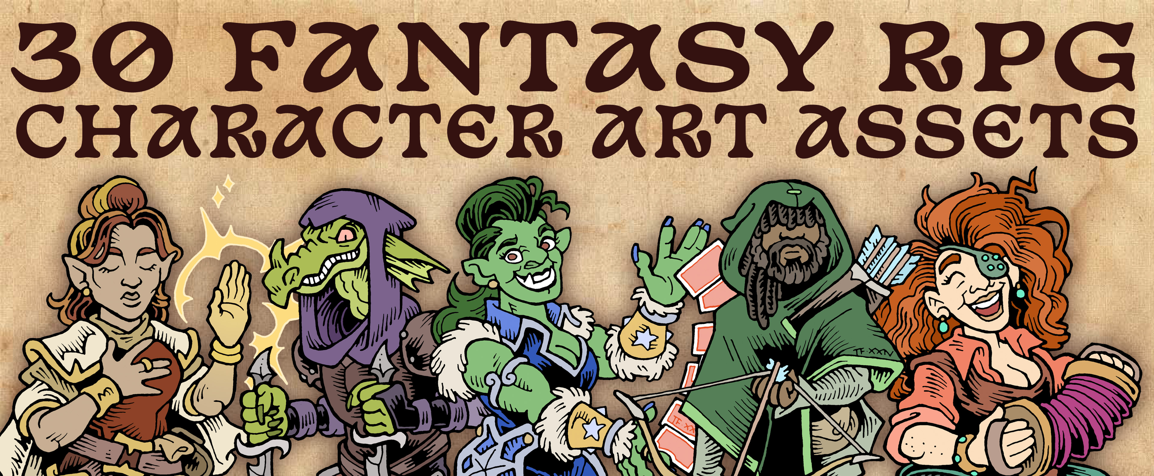 30 Fantasy RPG Character Art Assets