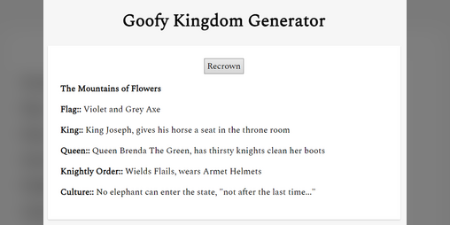 Cover image for Goofy Kingdom Generator