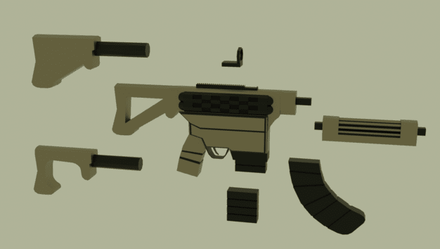 Low poly Riffle with parts