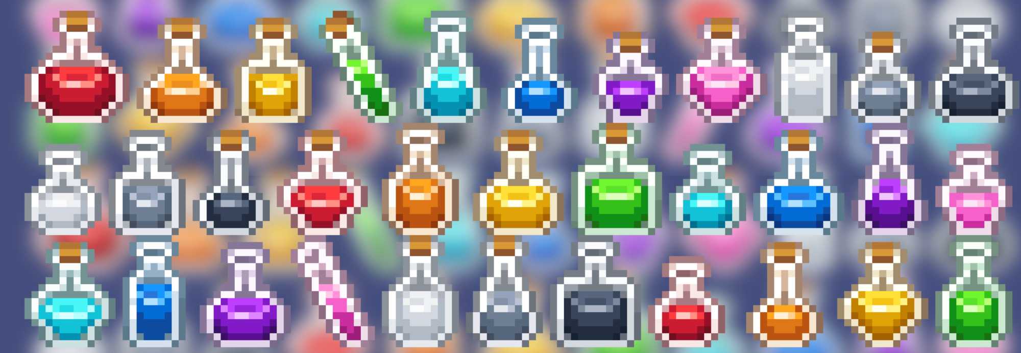 154 potions pixel-art icons