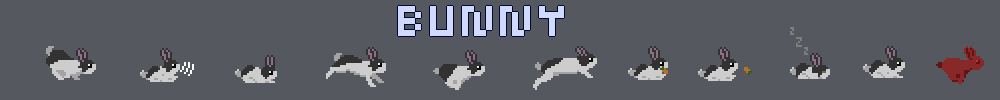 Bunny Animations Pixel - Two Color BlackWhite