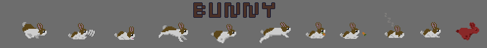 Bunny Animations Pixel - Two Color Brown White