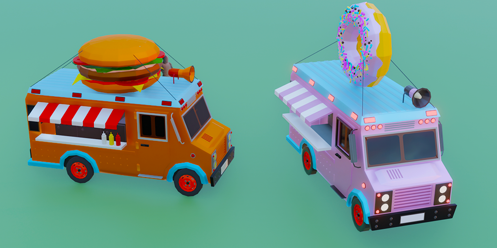 Low Poly Food Trucks