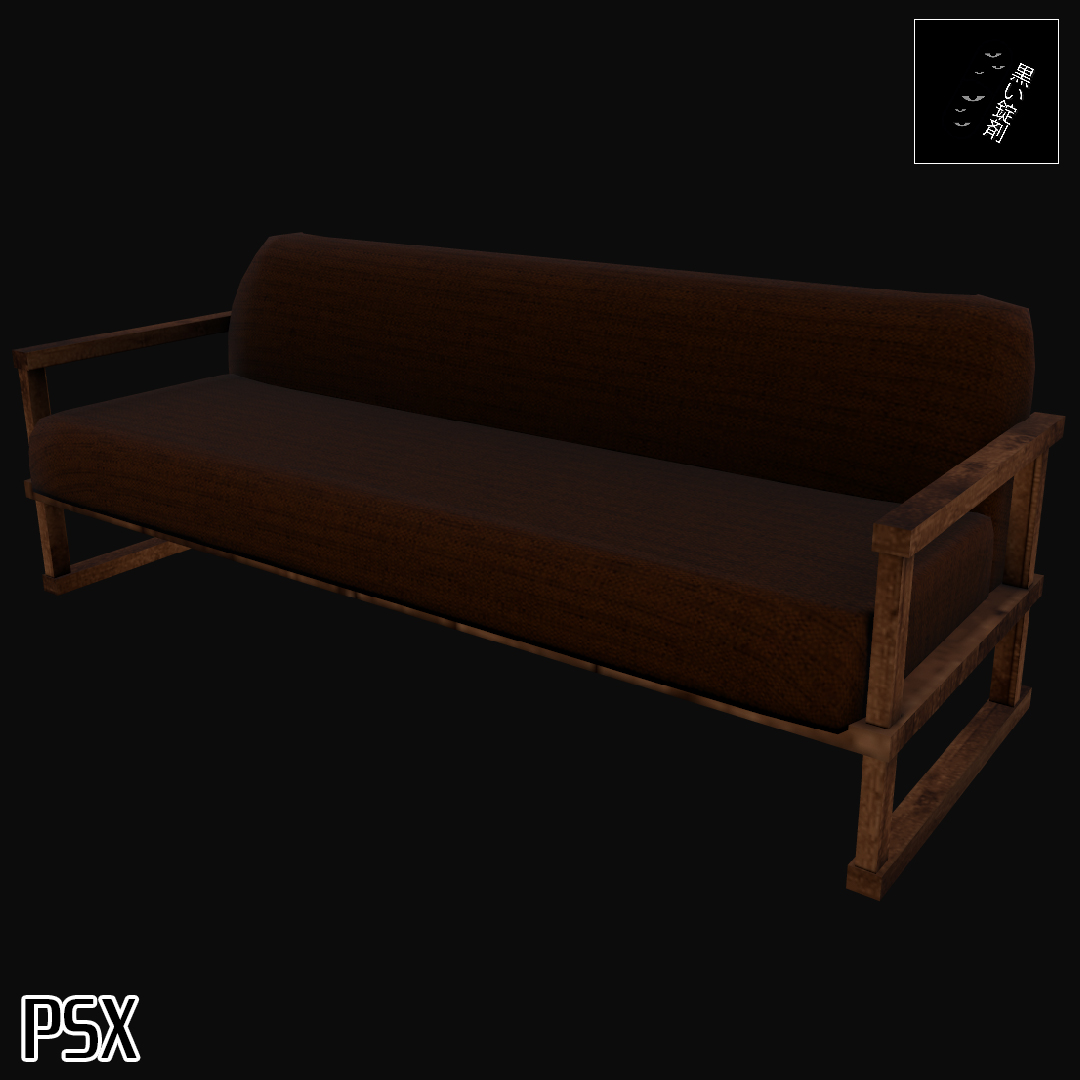 Wood Couch Psx - 3D Model