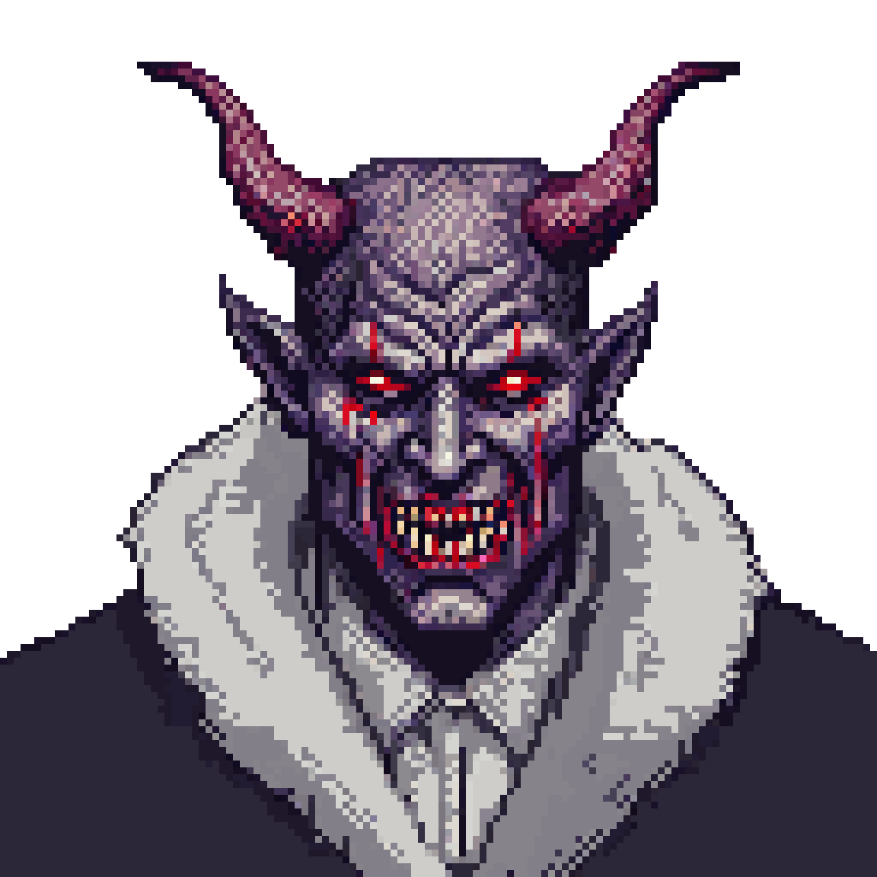 Free Pixel Art Demon Potrait by PIXEL_1992