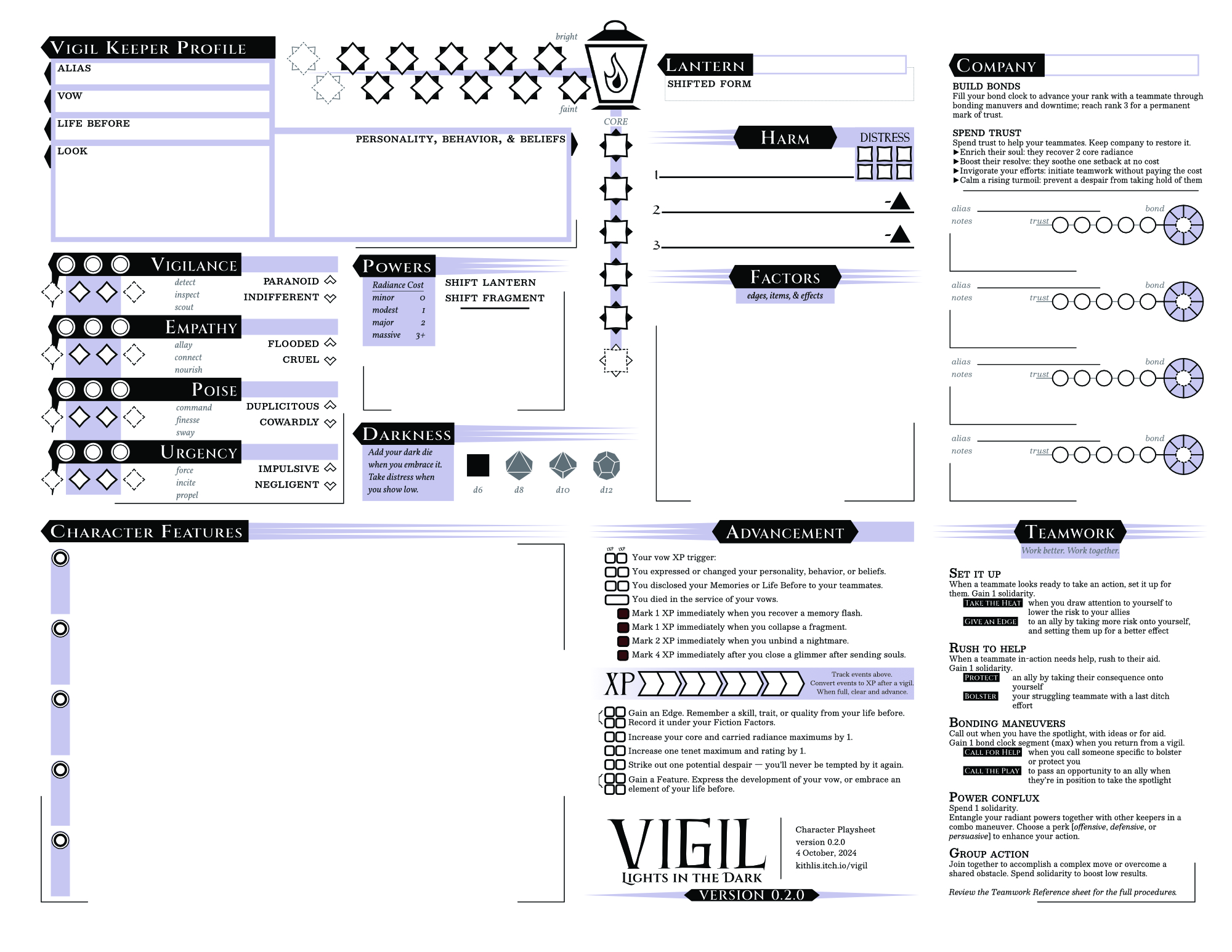 Character Playsheet Draft