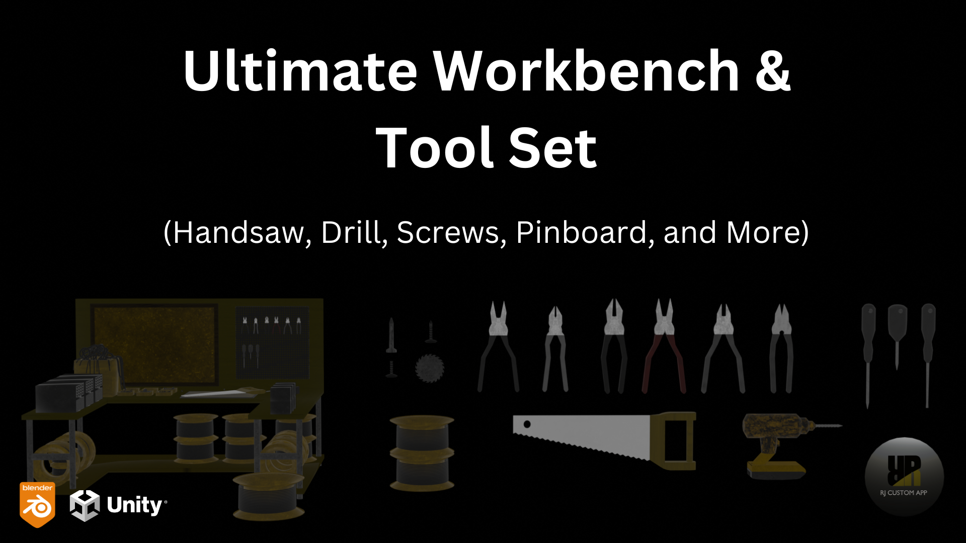 Ultimate Workbench & Tool Set - Handsaw, Drill, Screws, Pinboard, and More