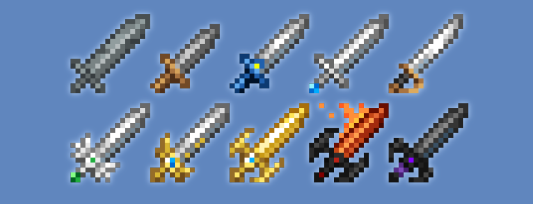 10 swords icons - Pixel-art swords