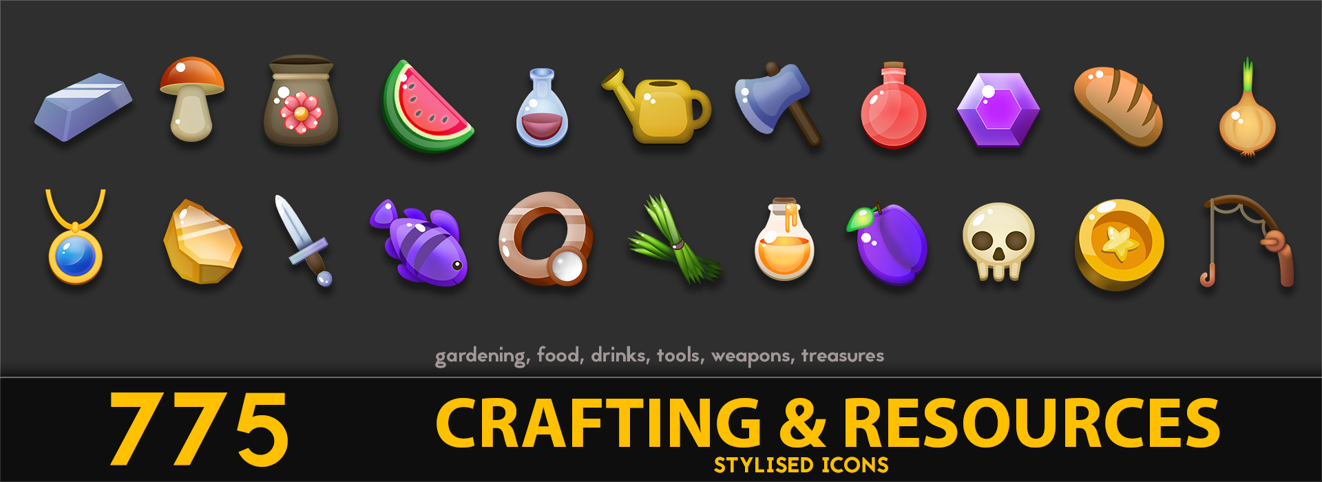 775 Crafting & Resources Stylized Icons