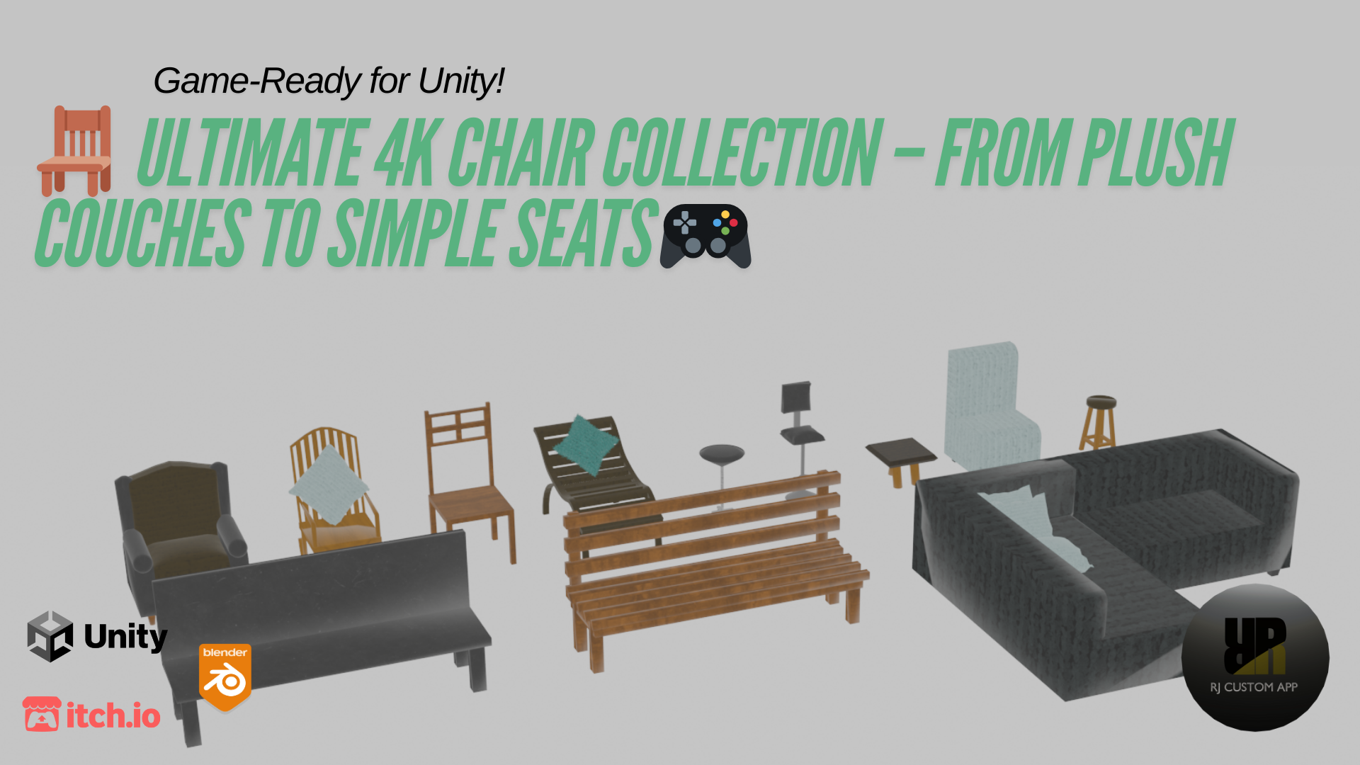 🪑 Ultimate 4K Chair Collection – From Plush Couches to Simple Seats, Game-Ready for Unity! 🎮