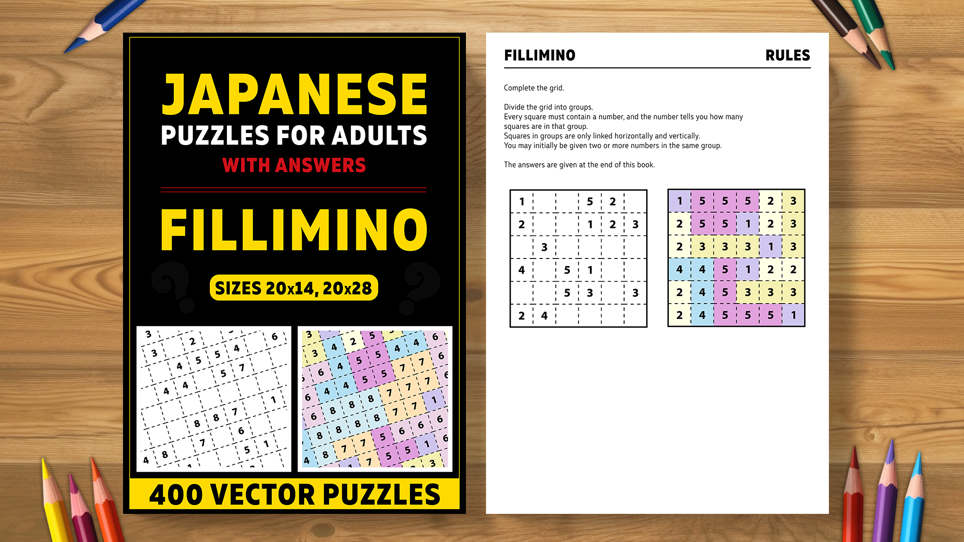 Fillimino - 2 books (400 vector puzzles)