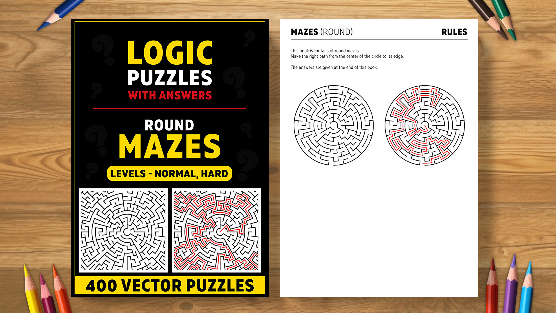 Round Mazes - 2 books (400 vector puzzles)