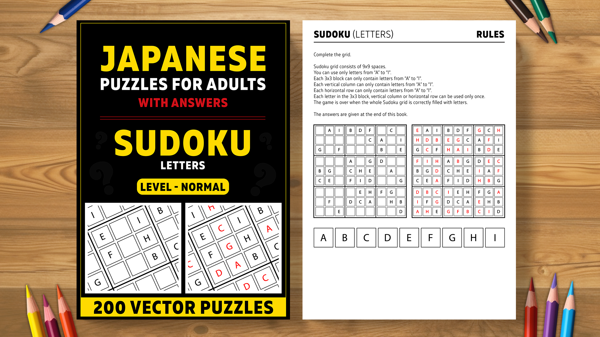 Sudoku Letters - 1 book (200 vector puzzles)