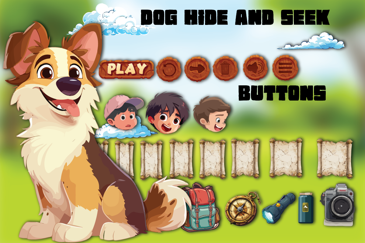 Dog Hide and Seek Sprite Sheet Assets