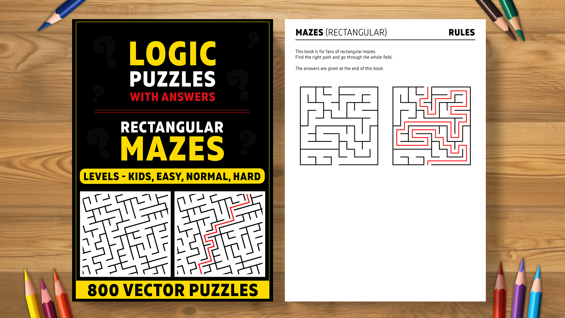 Rectangular Mazes - 800 Logic vector puzzles