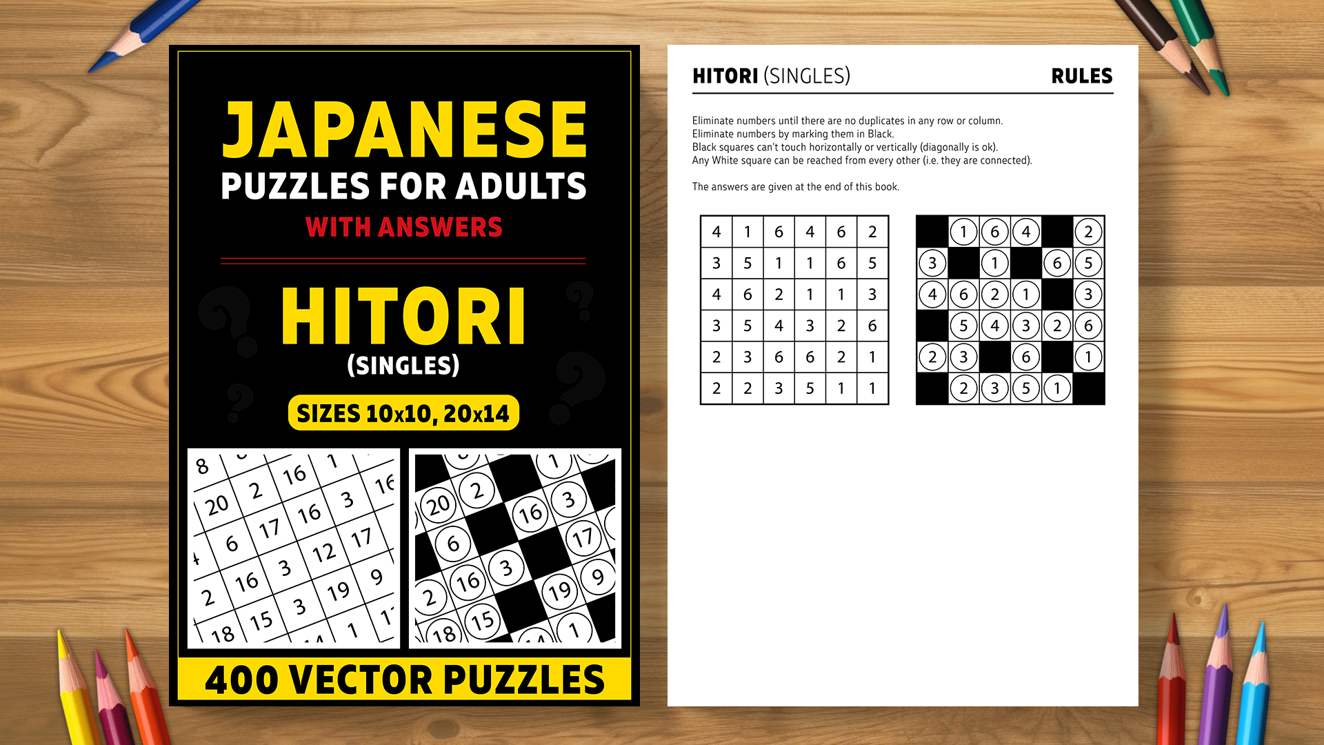 Hitori (Singles) - 400 Japanese vector puzzles