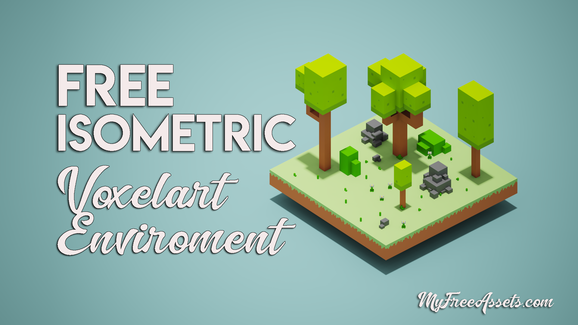 Free isometric enviroment : Vegetatión, trees and rocks.