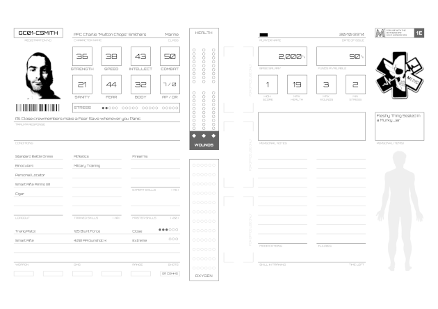 Mothership® Custom Character Sheet by C P1R8