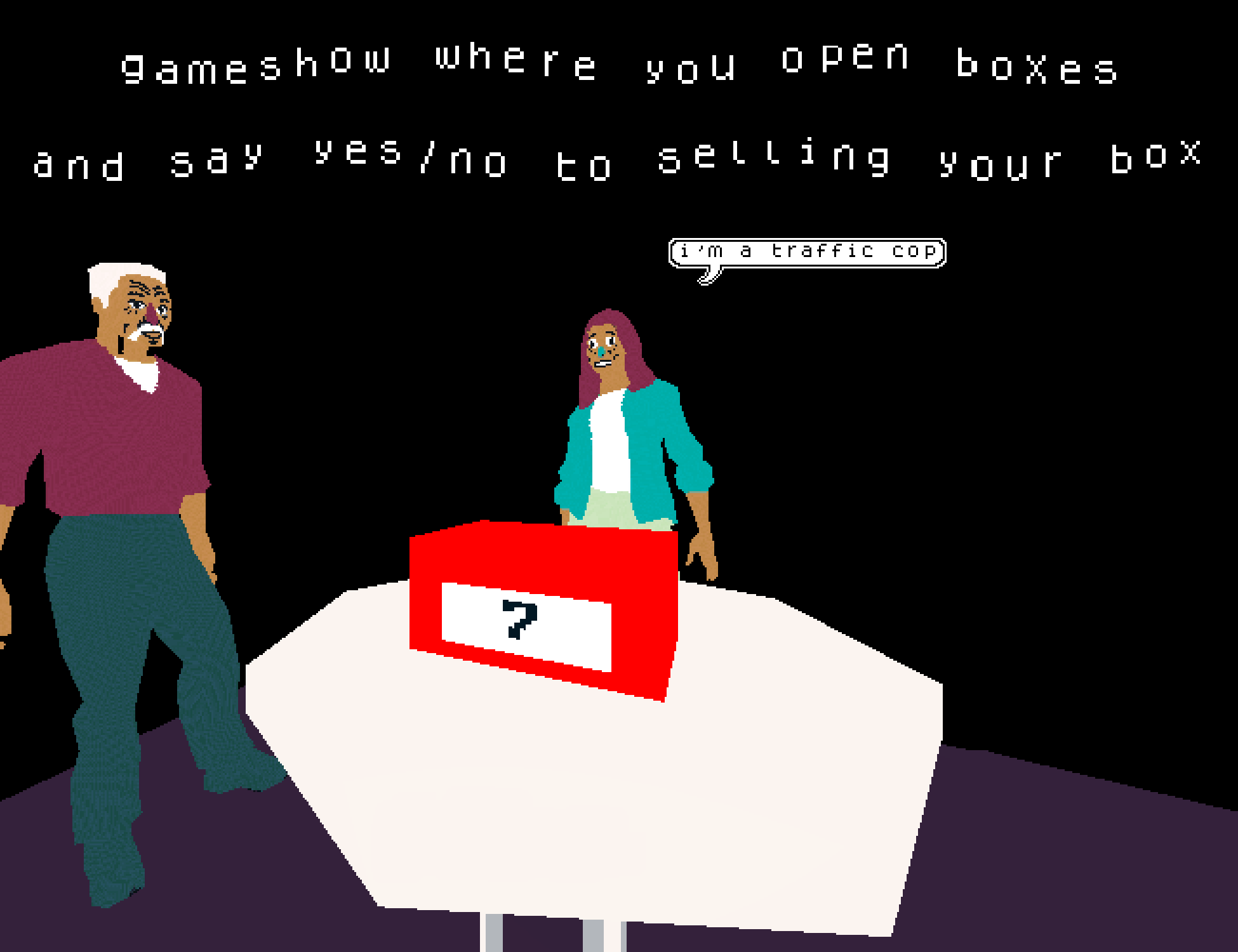 Cover image for gameshow where you open boxes and say yes/no to selling your box